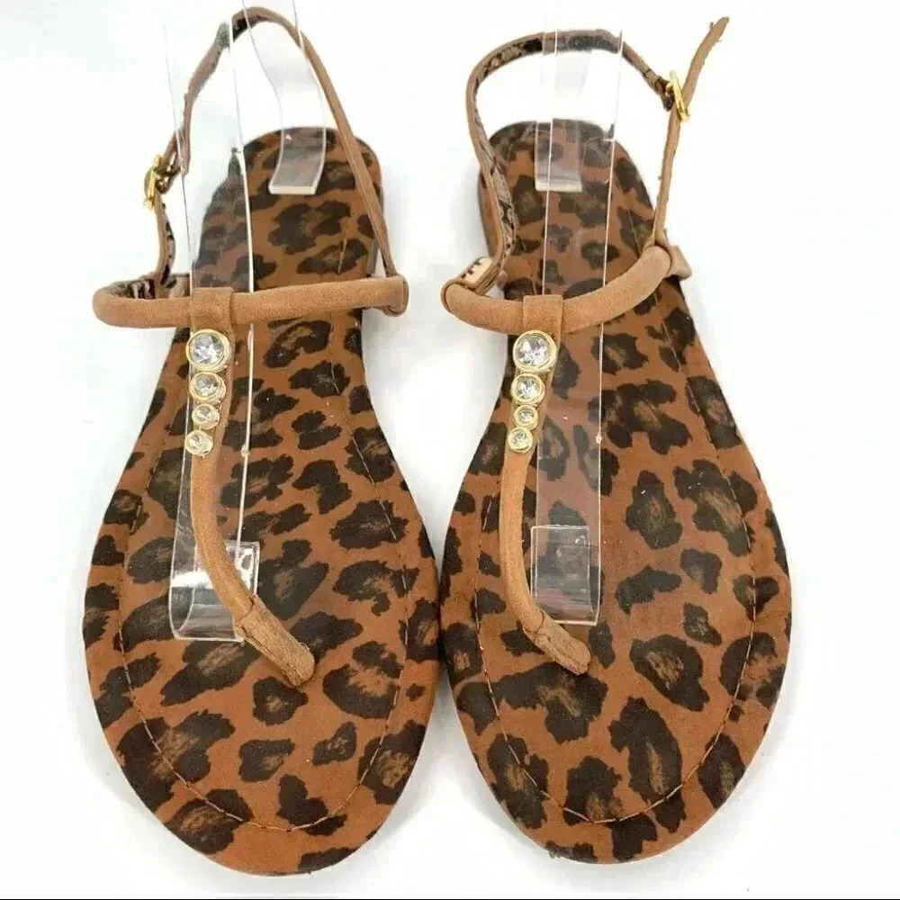 Jessica Simpson womens sandals size 10 40 brown gem t-strap flip flops